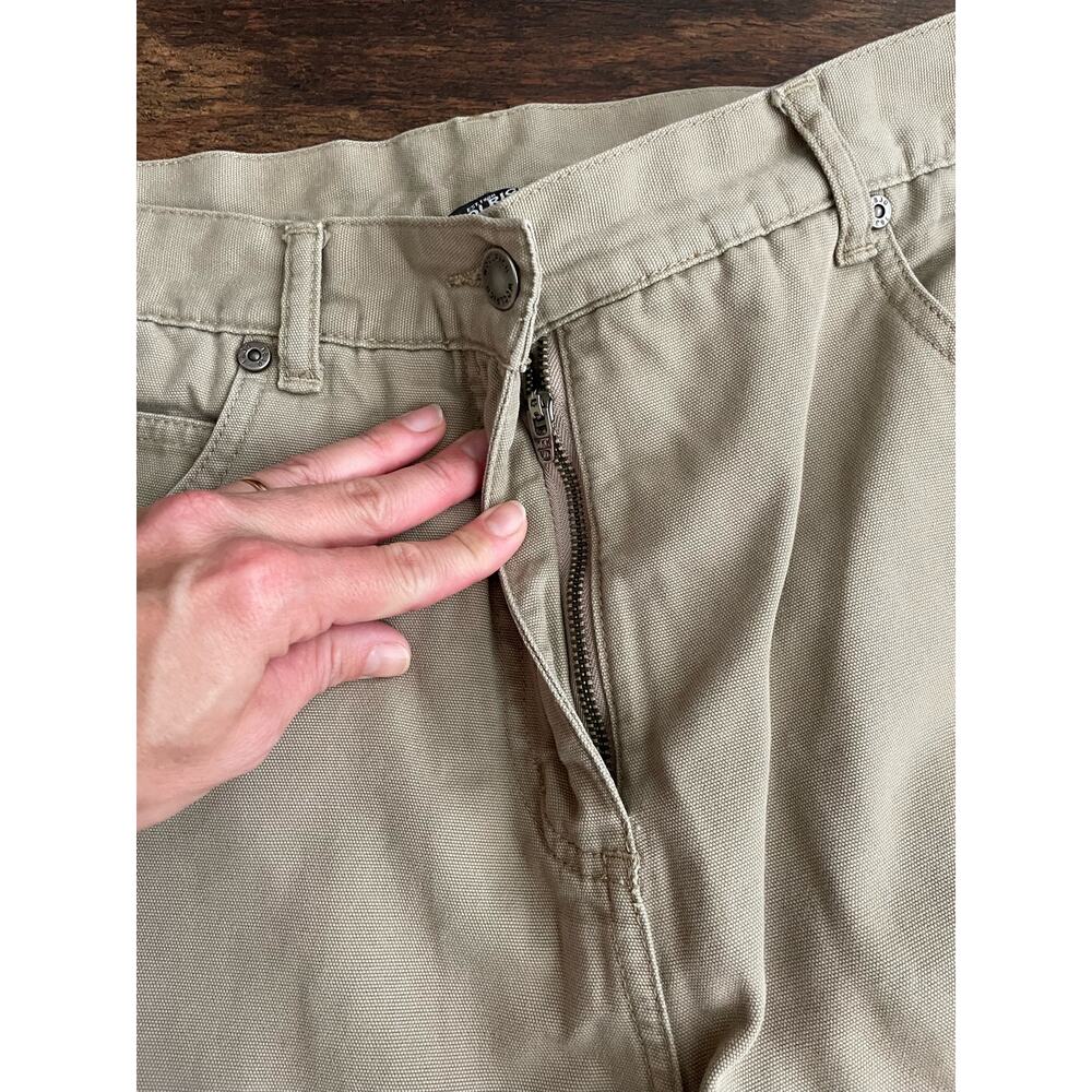Woolrich Women’s Khaki Pants Fleece Lined Sz 12 button Heavy Workwear Chore - Picture 4 of 12